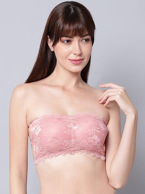 arousy pink self pattern tube bra