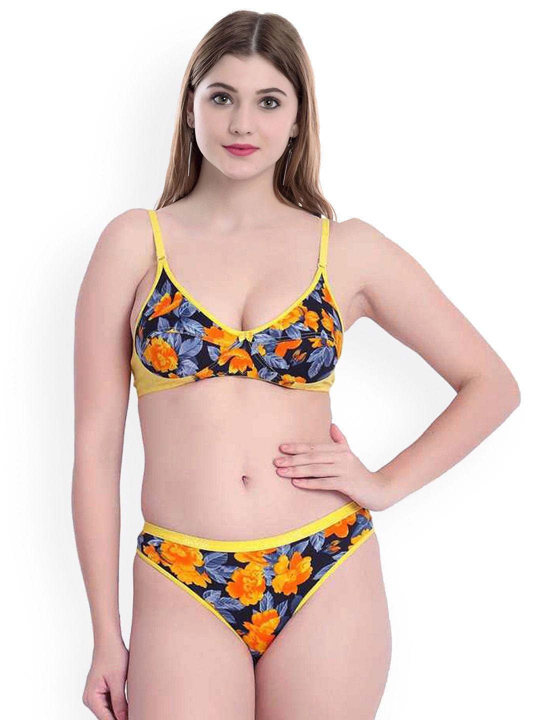 arousy printed cotton lingerie set as_sunflower s_yellow_30