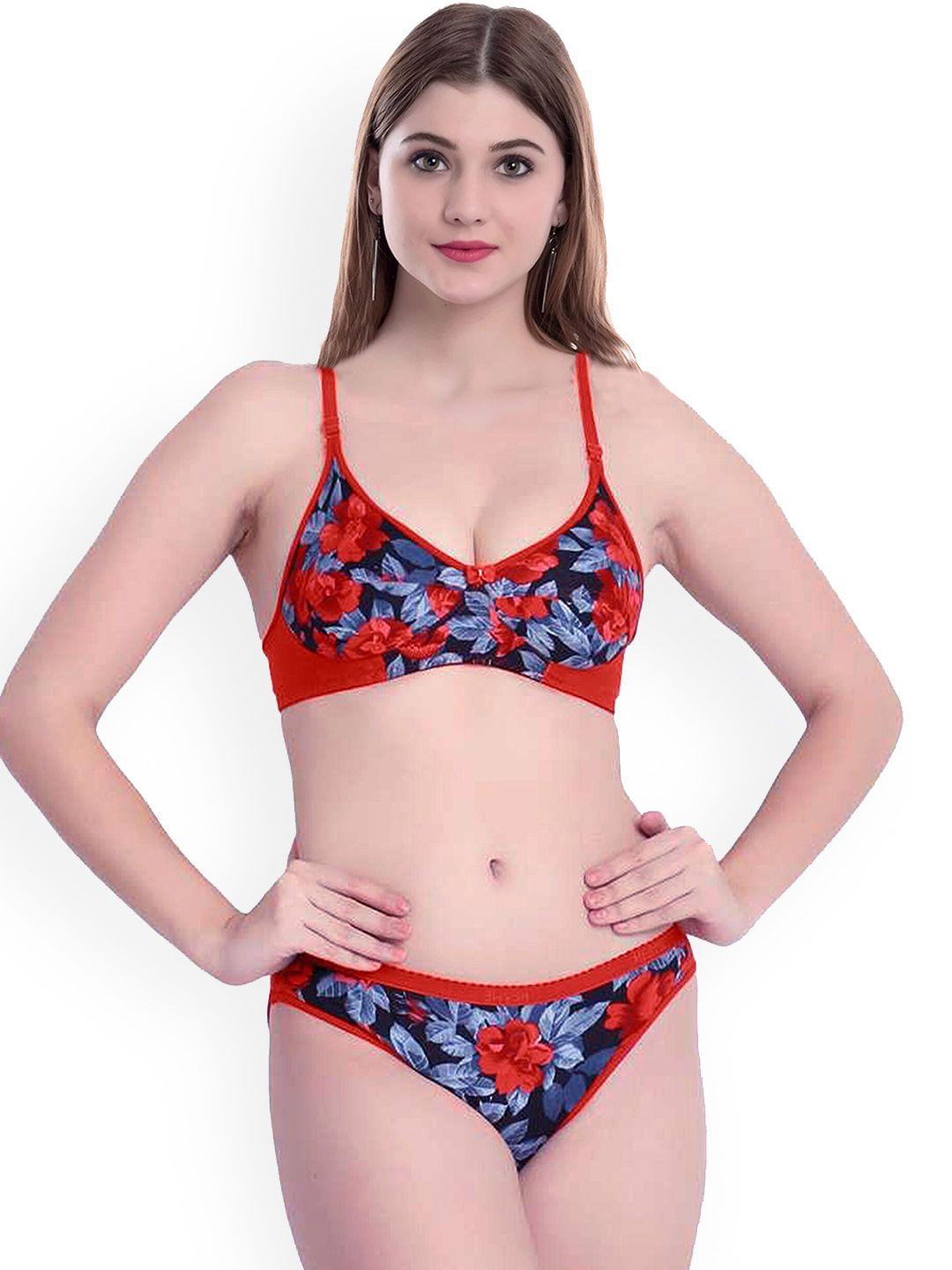 arousy printed cotton lingerie set by_sunflower set_red_40