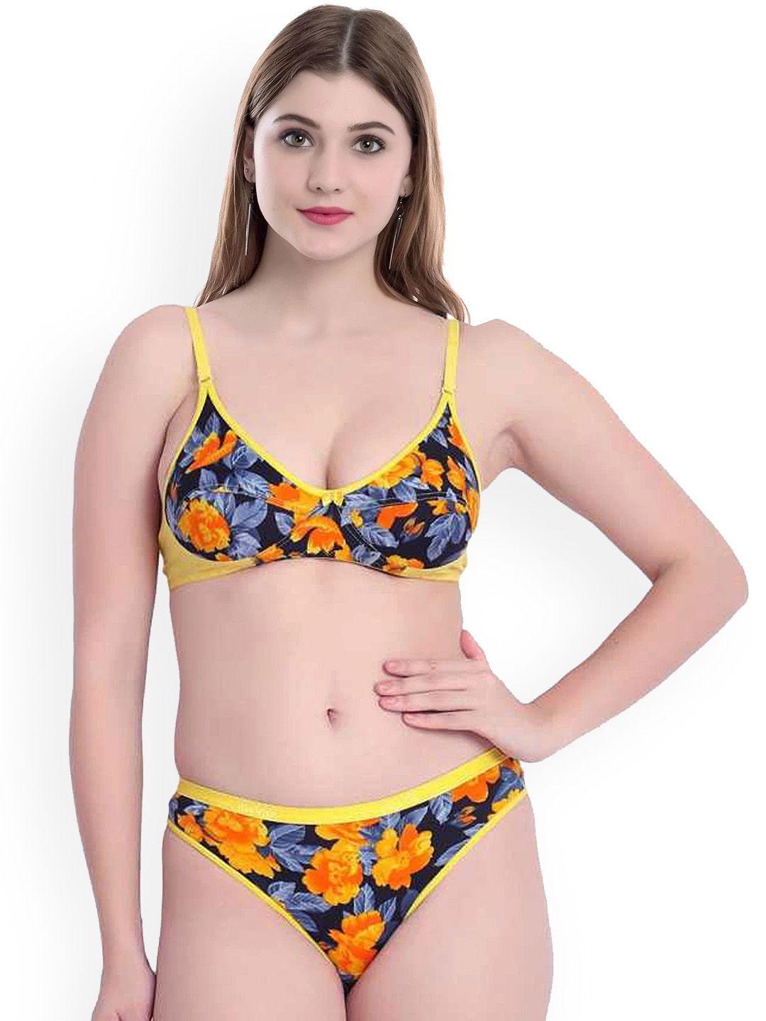 arousy printed cotton lingerie set by_sunflower set_yellow_32