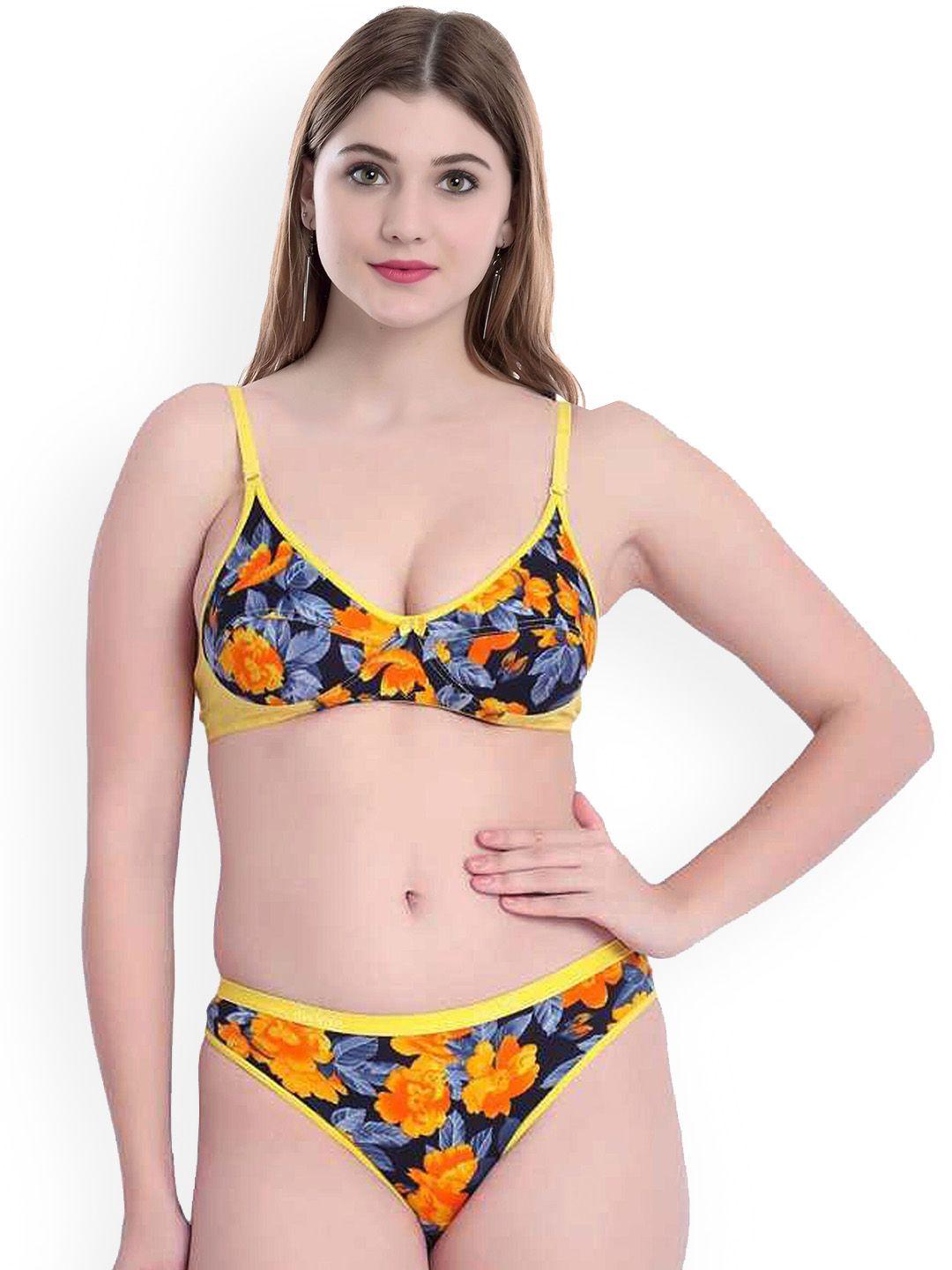 arousy printed cotton lingerie set by_sunflower set_yellow_40
