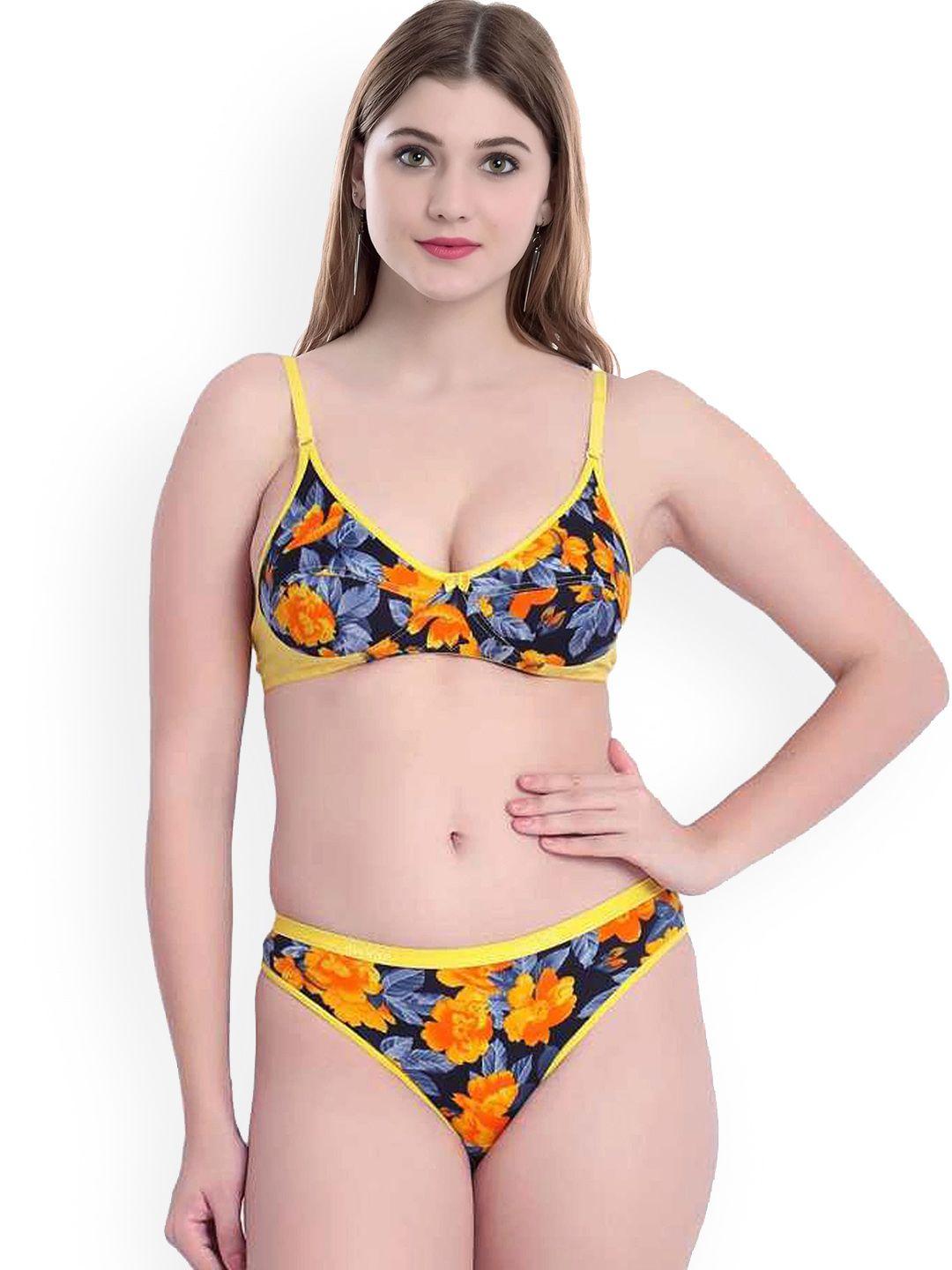 arousy printed cotton non-padded lingerie set by_sunflower set_yellow_30