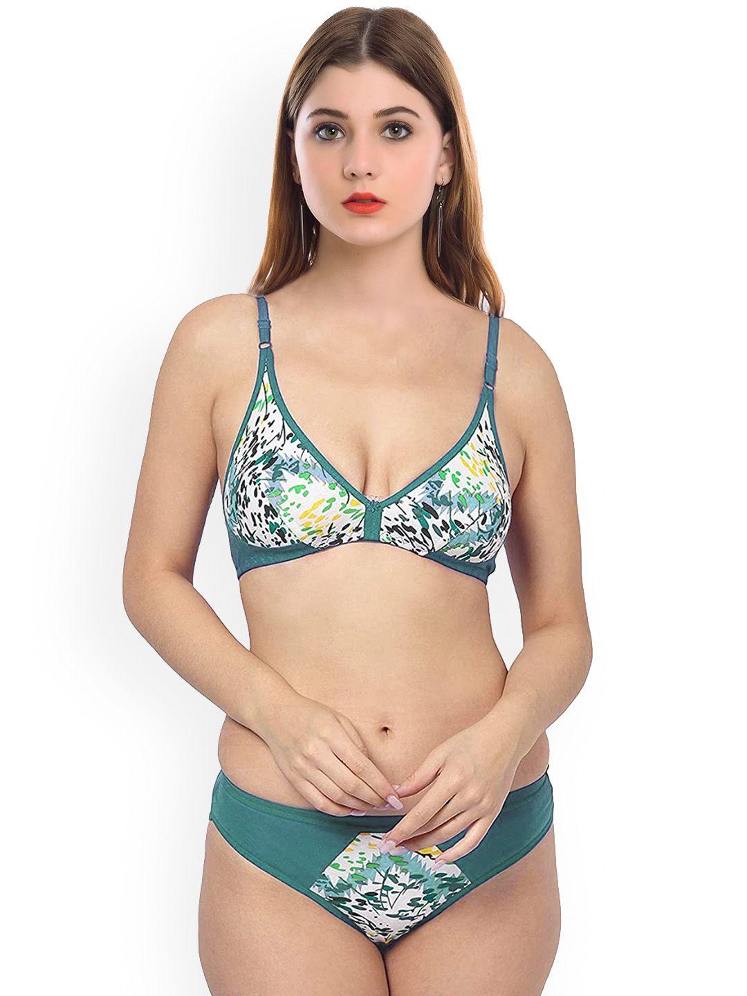 arousy printed non-padded cotton lingerie set