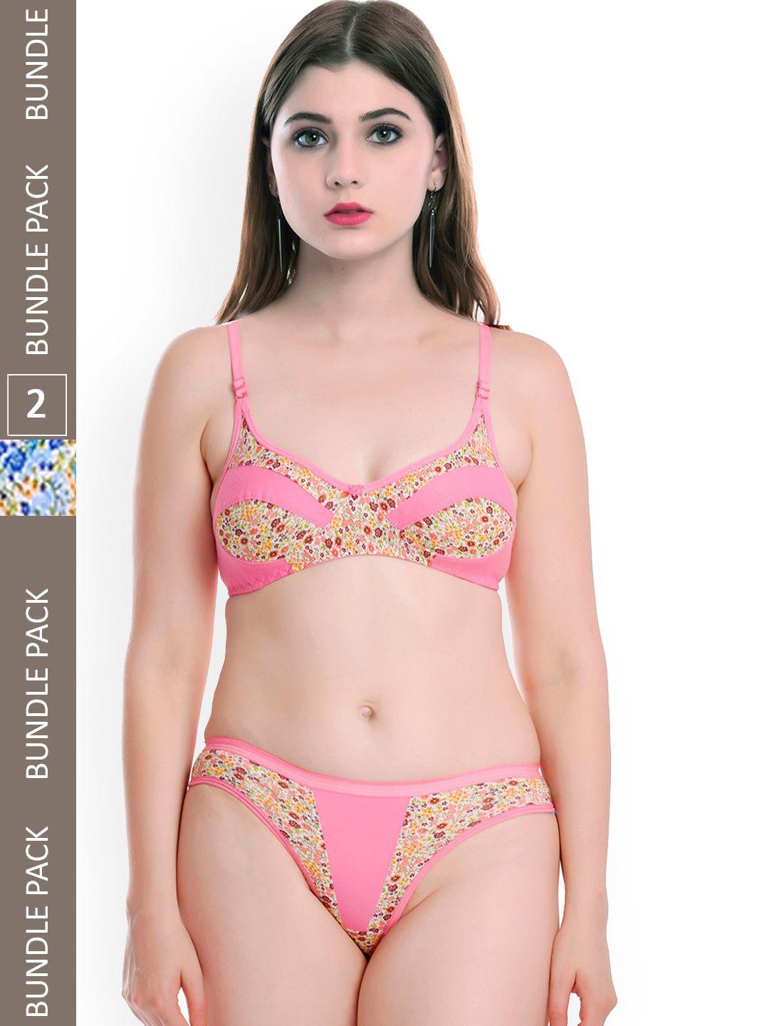 arousy printed non padded cotton lingerie set