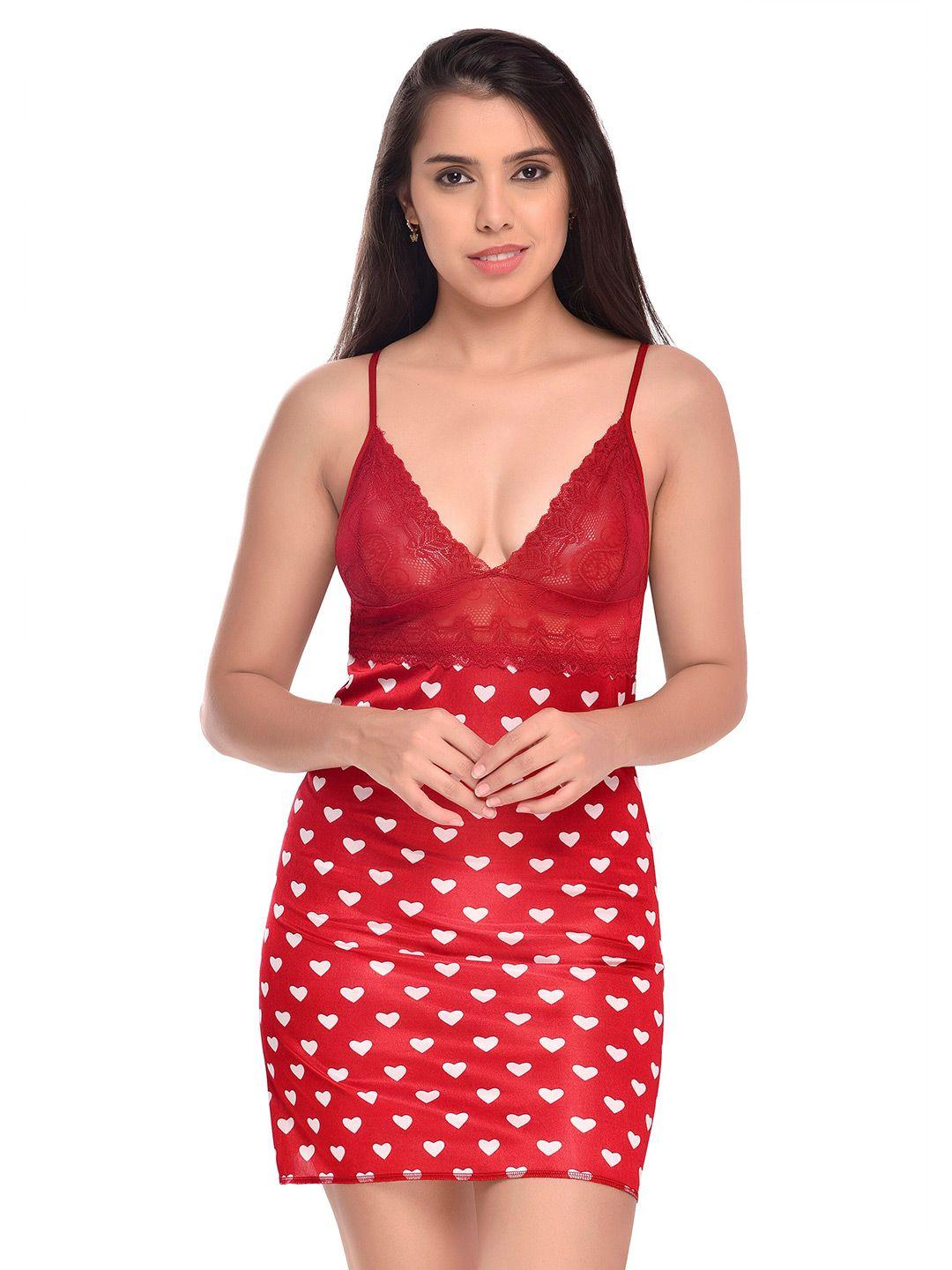 arousy printed shoulder straps net baby doll