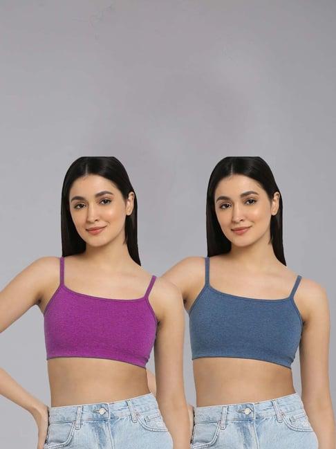 arousy purple & blue cotton beginner's bra - pack of 2