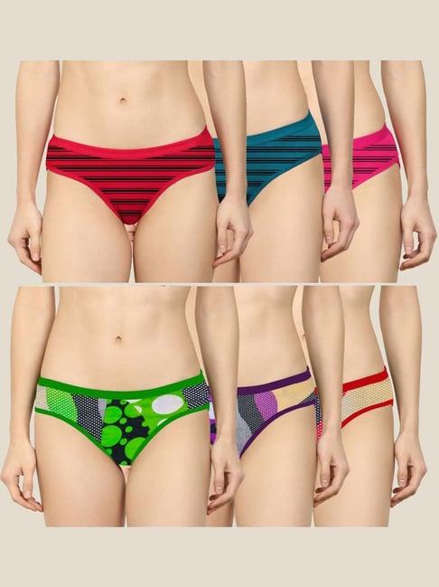 arousy red & green printed bikini panties - pack of 6