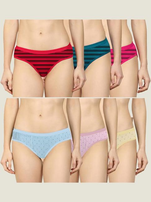 arousy red & pink striped hipster panties - pack of 6