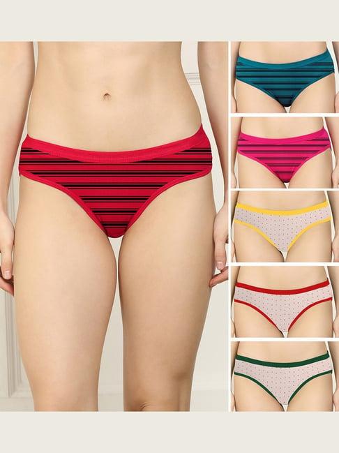 arousy red & pink striped hipster panties - pack of 6