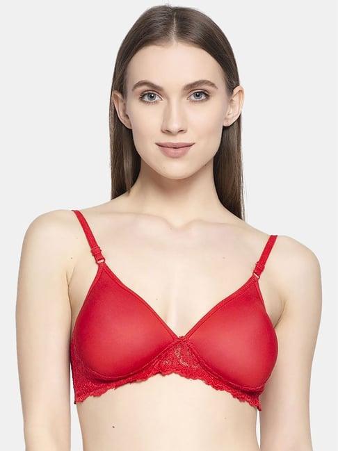 arousy red cotton self pattern t-shirt bra