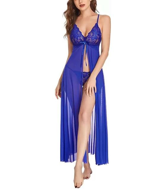 arousy royal blue self pattern babydoll