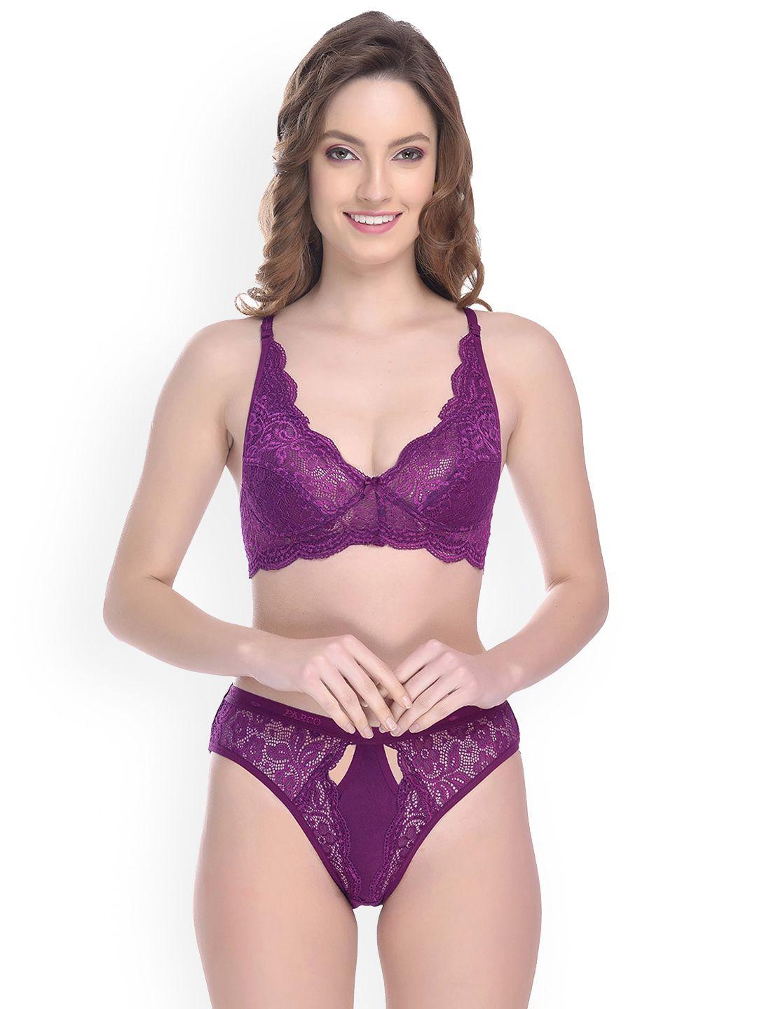 arousy self-design cotton non-padded lingerie set