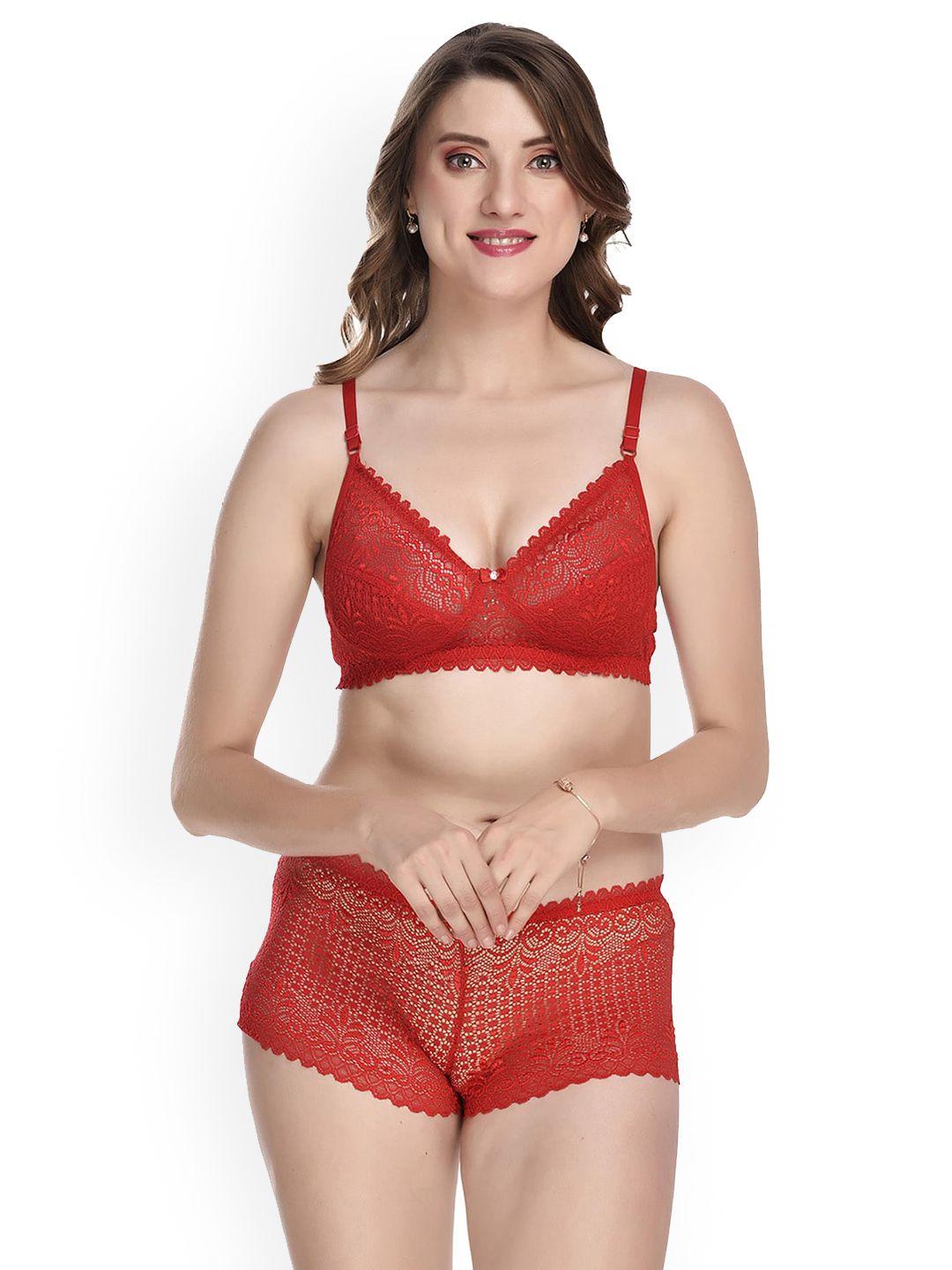 arousy self design lace lingerie set