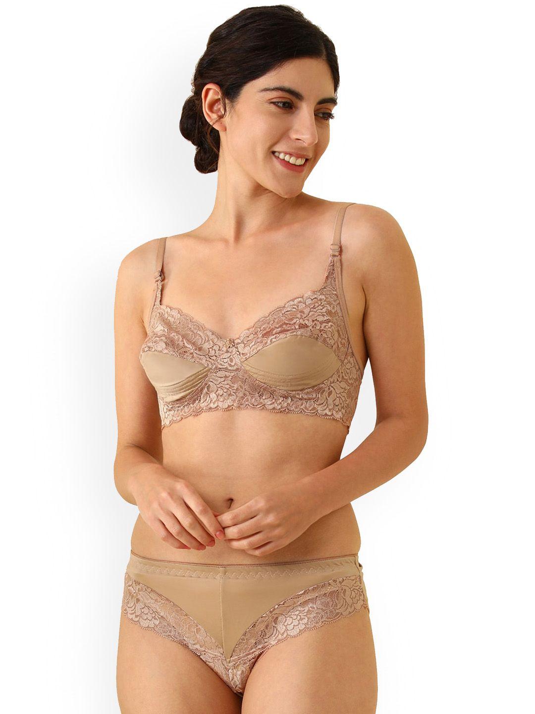 arousy self design non padded non wired mid rise cotton lingerie set