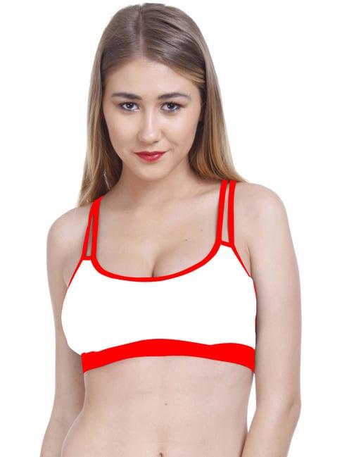 arousy white & red cotton bralette bra