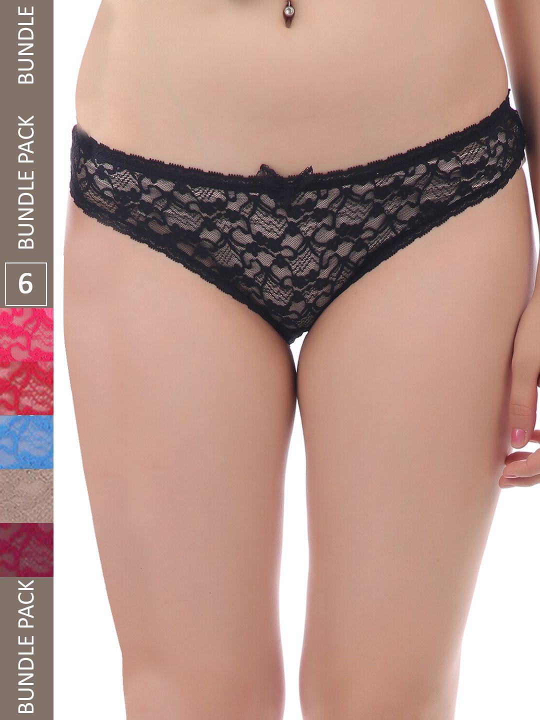 arousy women pack of 6 mid-rise hipster briefs m_vep_black,brown,pink,blue,maroon,red_m