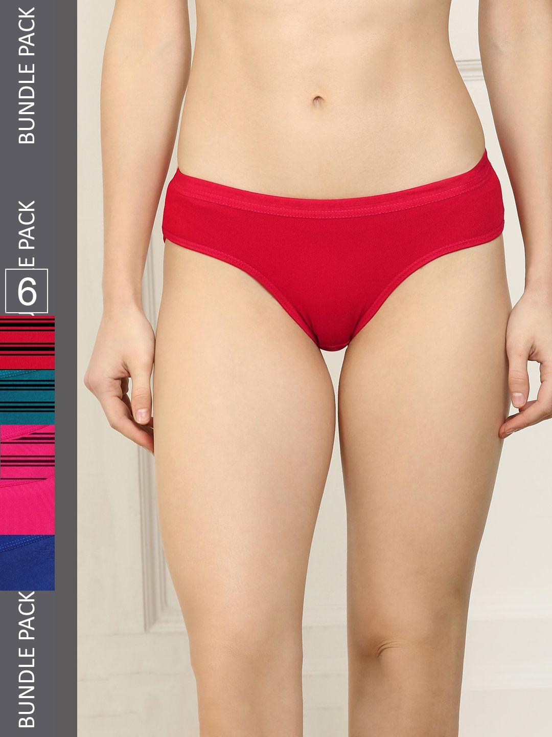 arousy women pack of 6 pure cotton hipster briefs m_3lsny-3sny_l