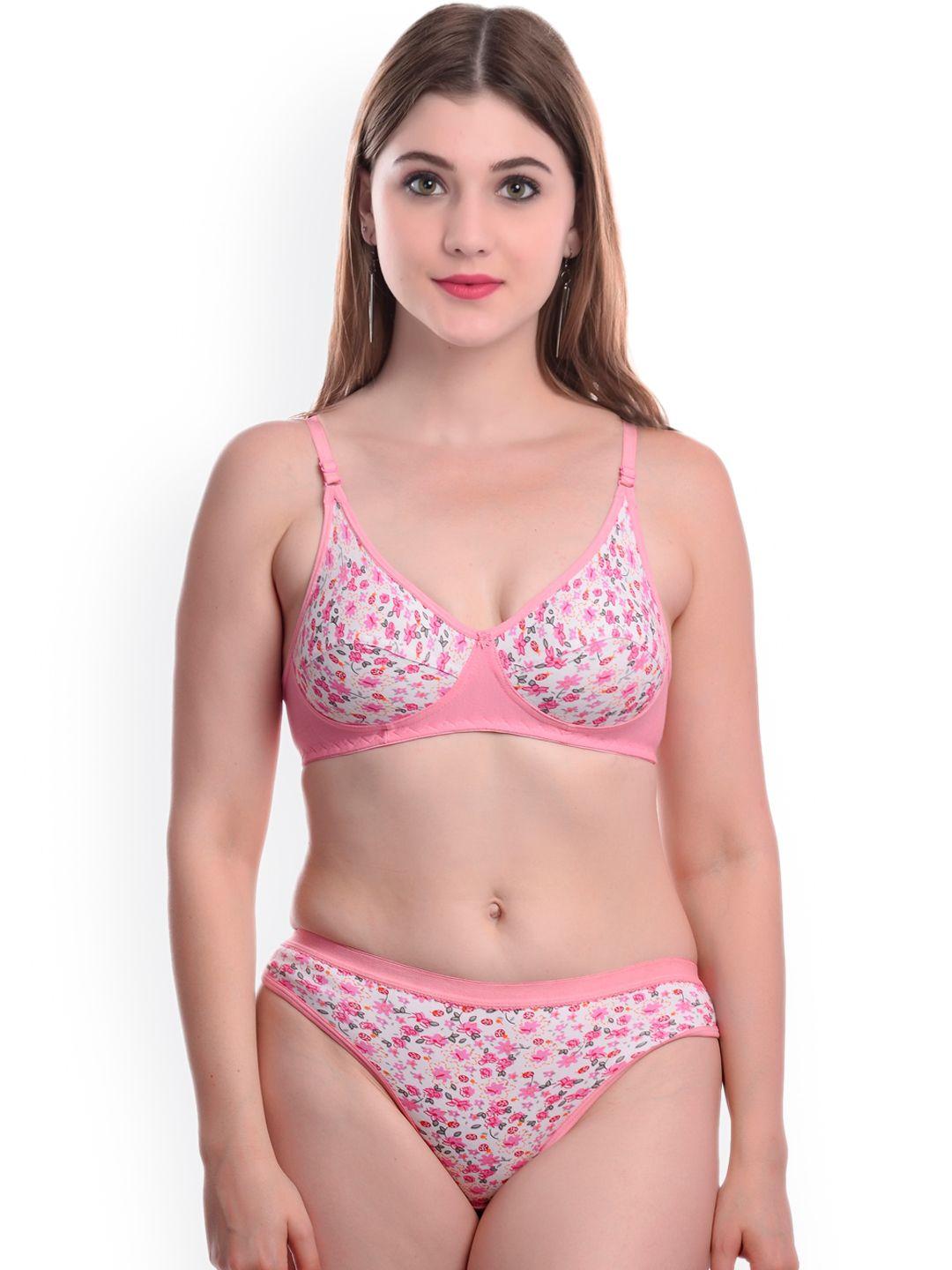 arousy women printed mid-rise non-padded cotton lingerie set m_mayurika-set_pink_30