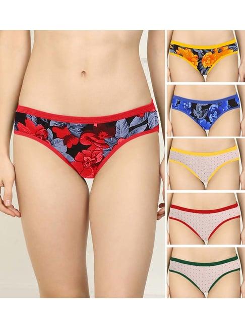 arousy yellow & red printed bikini panties - pack of 6