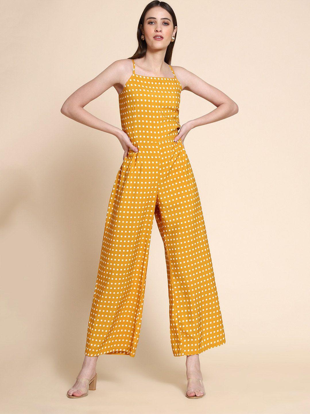 arpora printed polka dot sleeve less culotte jumpsuit