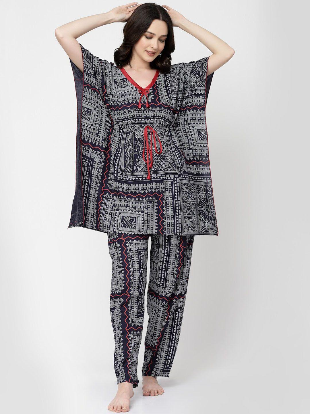arrabi ethnic motifs printed night suit