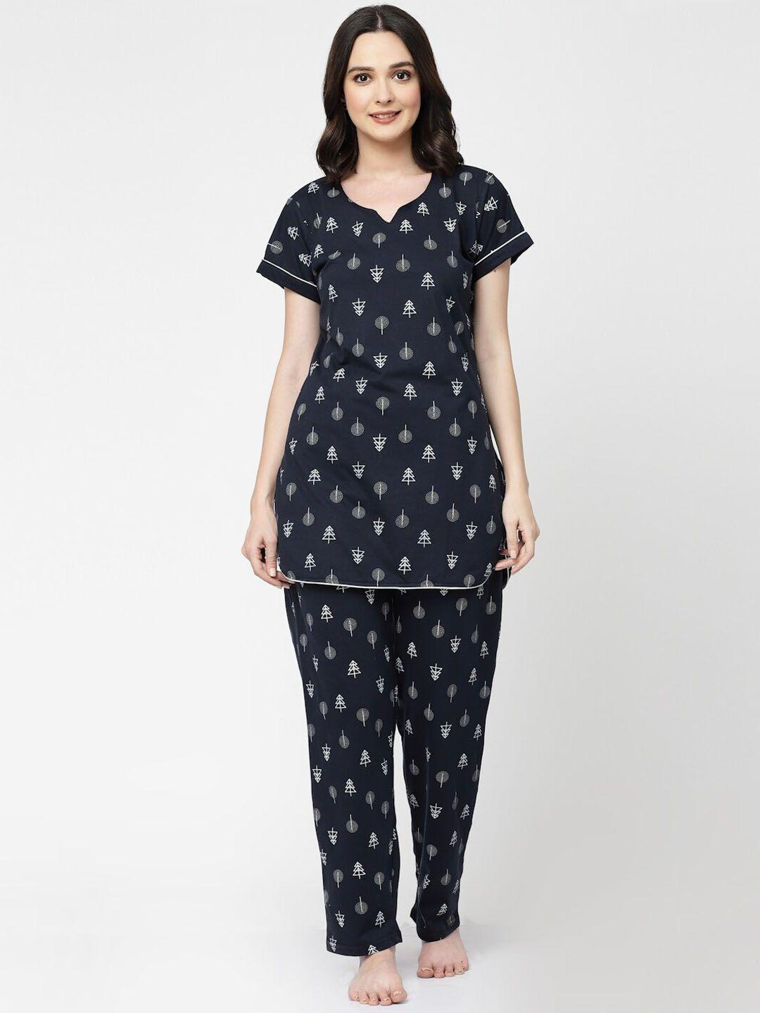 arrabi conversational printed organic cotton night suit