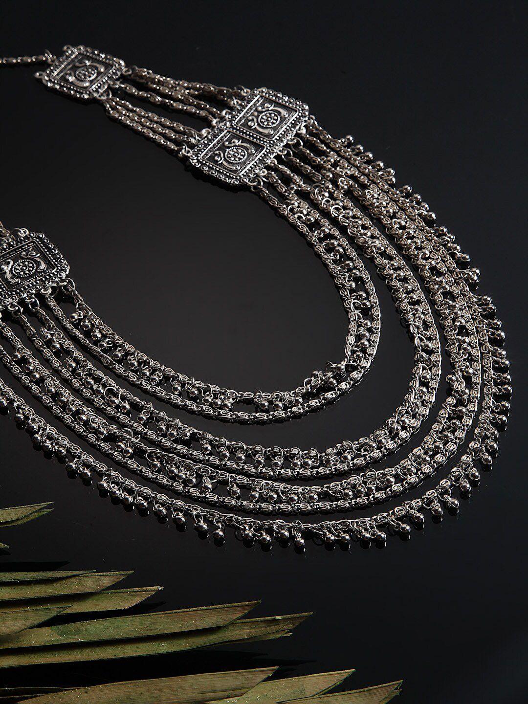 arrabi gunmetal-toned layered necklace