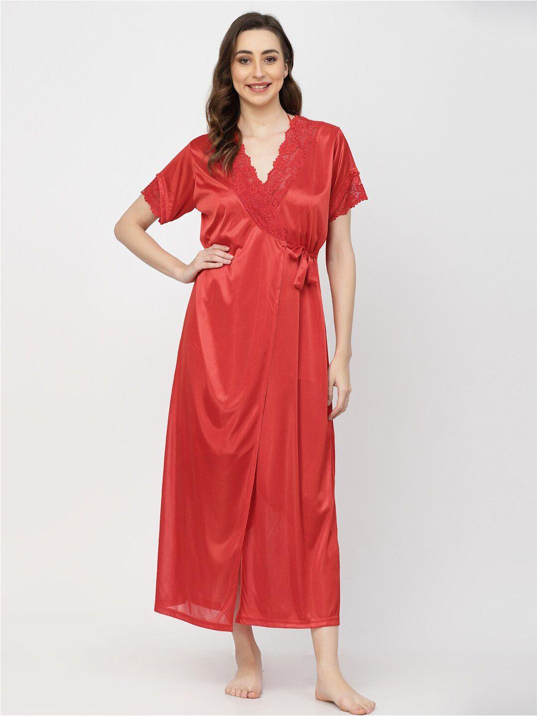 arrabi sleeveless satin nightdress with robe