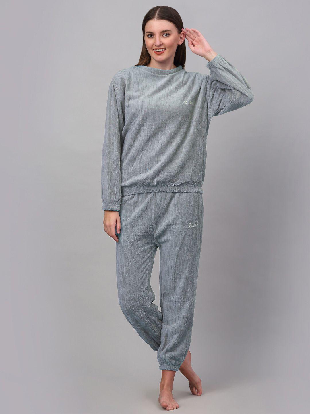 arrabi women grey striped night suit