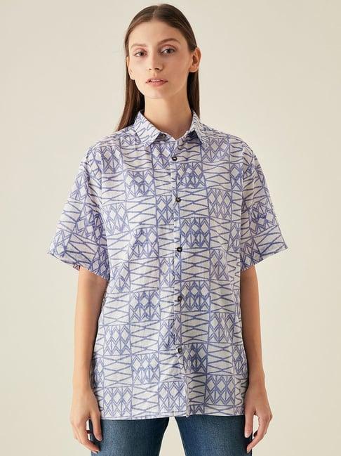 arras lilac geometric print shirt