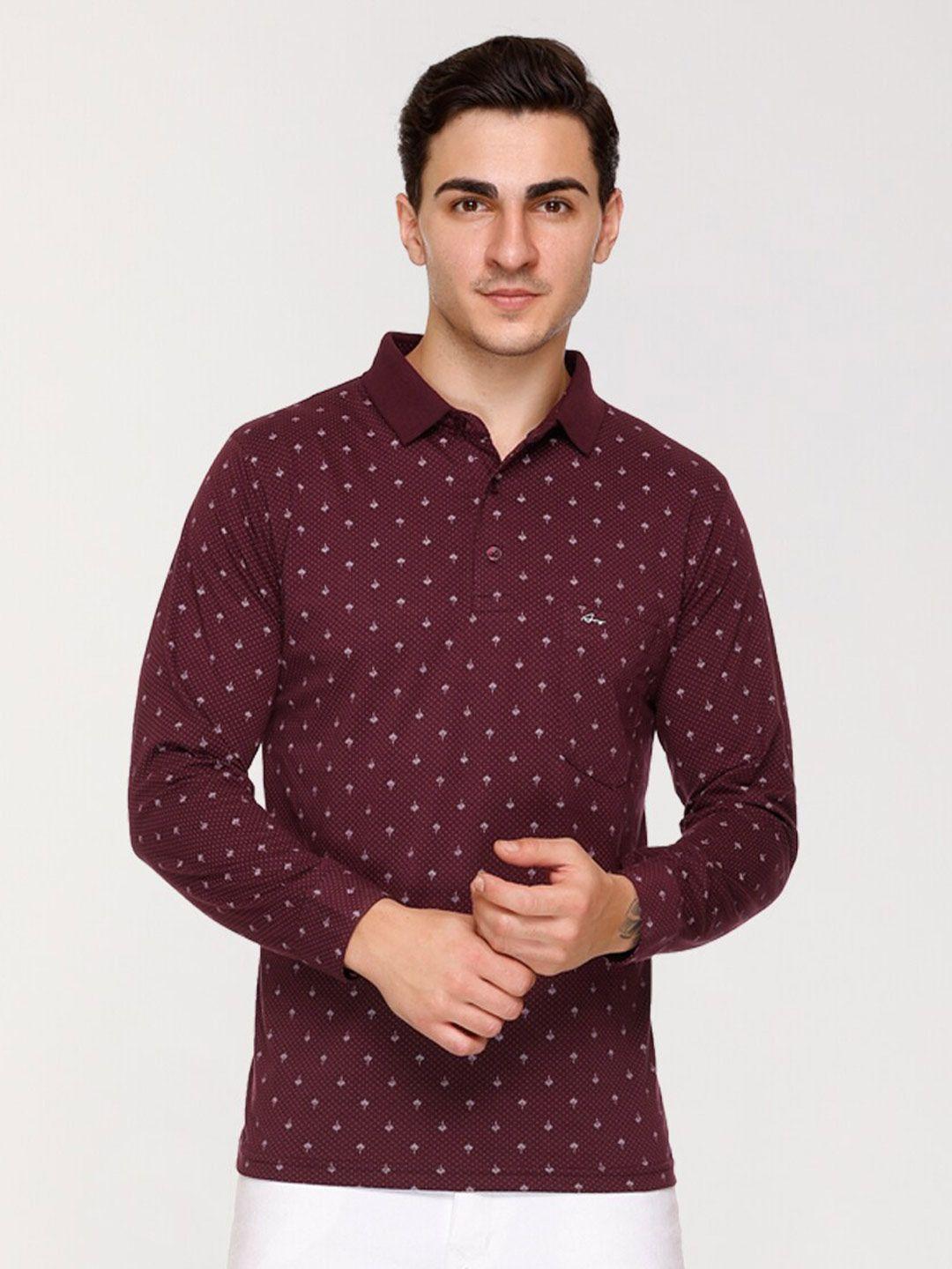 array micro ditsy printed polo collar cotton t-shirt