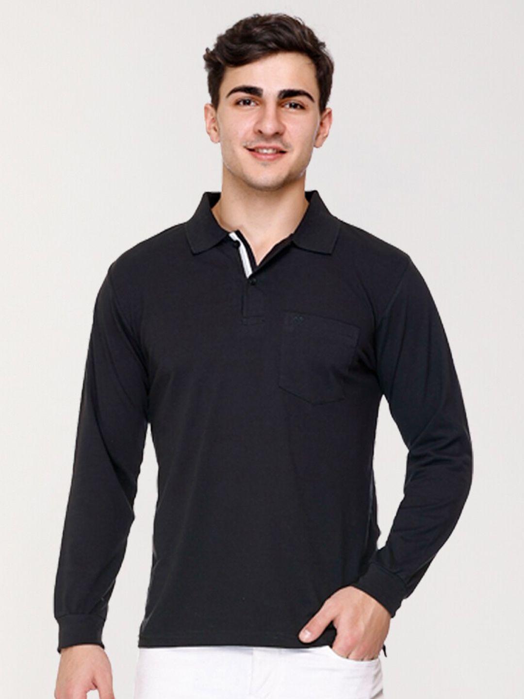 array polo collar long sleeves cotton t-shirt