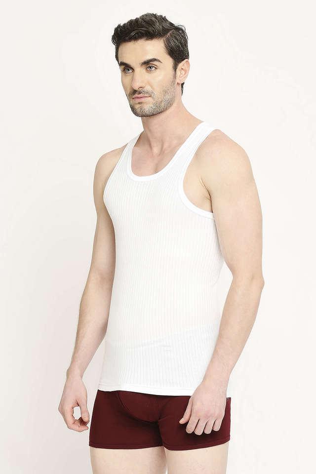 array solid white soft combed cotton vest for men (pack of 2, 80cm)