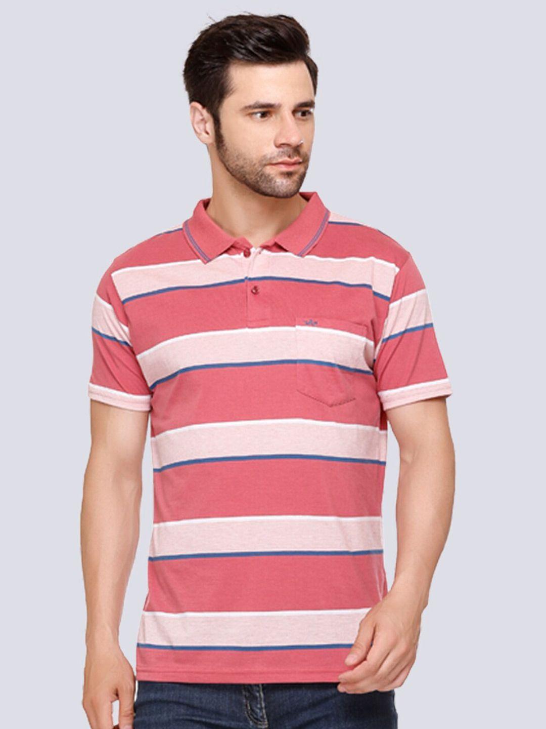 array striped polo collar cotton t-shirt