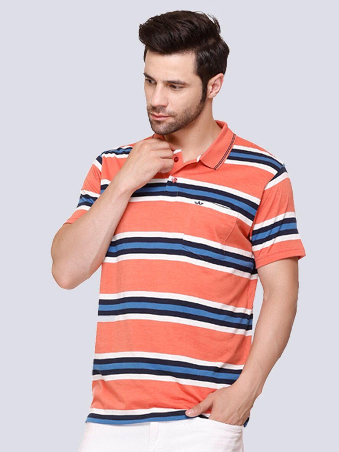 array striped polo collar cotton t-shirt