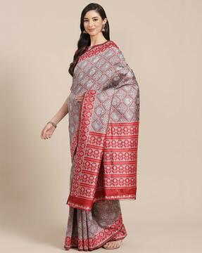 arriva fab women's banarasi handloom with patola weaving pattern saree with blouse saree