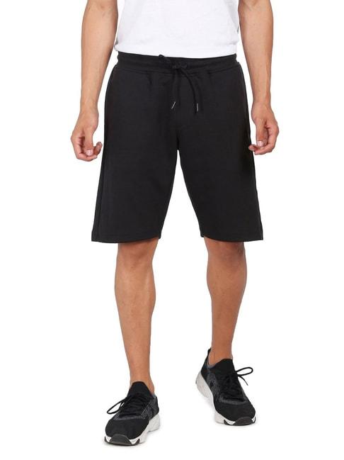 arrow black polyester regular fit shorts