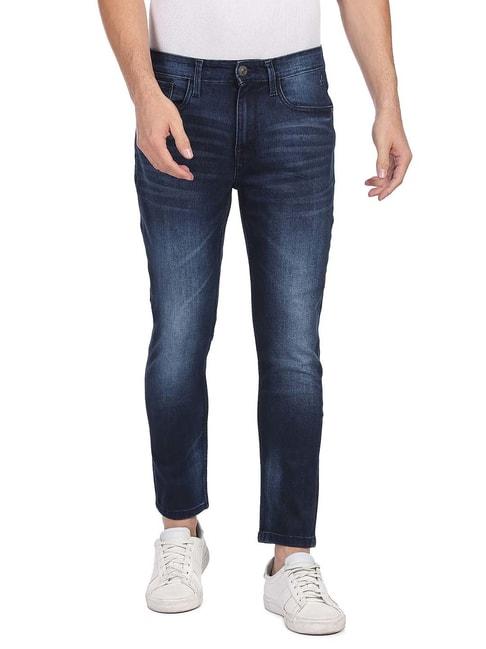 arrow blue jeans blue slim fit lightly washed jeans