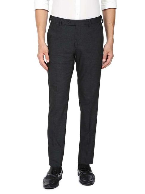arrow charcoal regular fit flat front trousers
