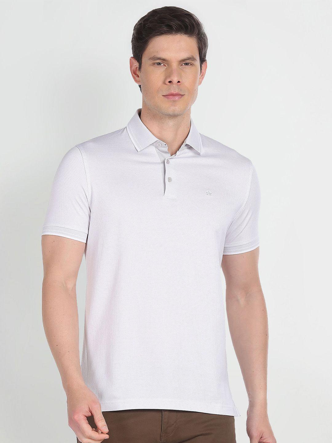 arrow geometric printed polo collar pure cotton t-shirt