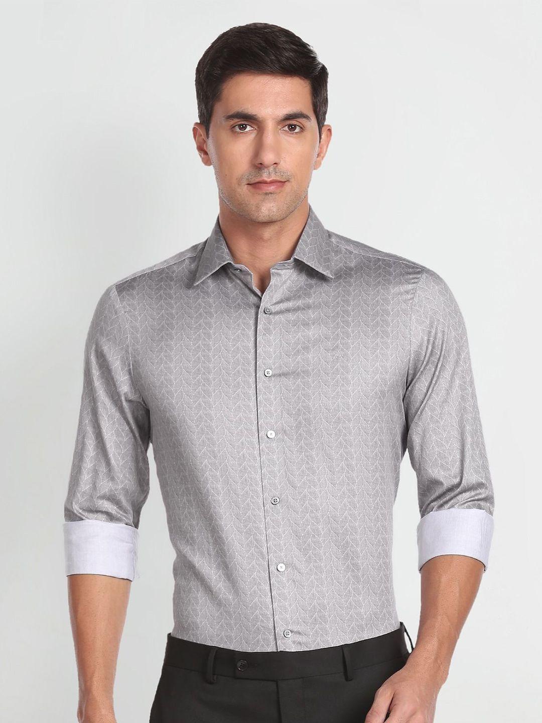 arrow geometric printed twill weave pure cotton formal shirt