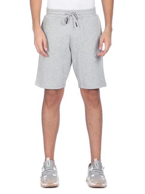 arrow grey cotton regular fit shorts