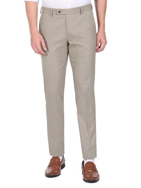 arrow khaki regular fit texture trousers