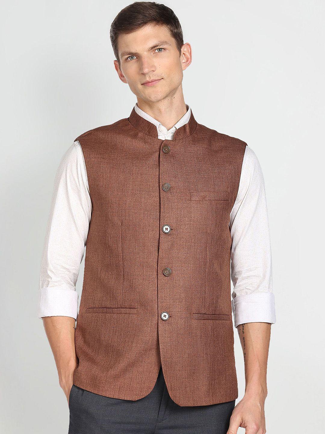 arrow-mandarin-collar-heathered-nehru-jacket