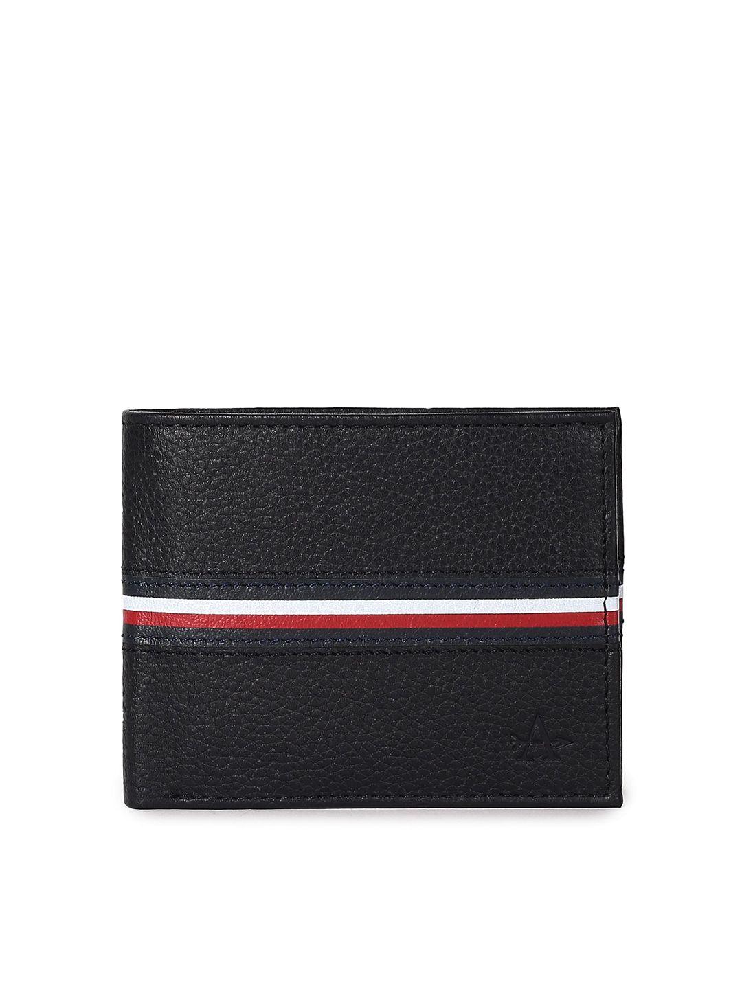 arrow men black & white striped leather two fold wallet