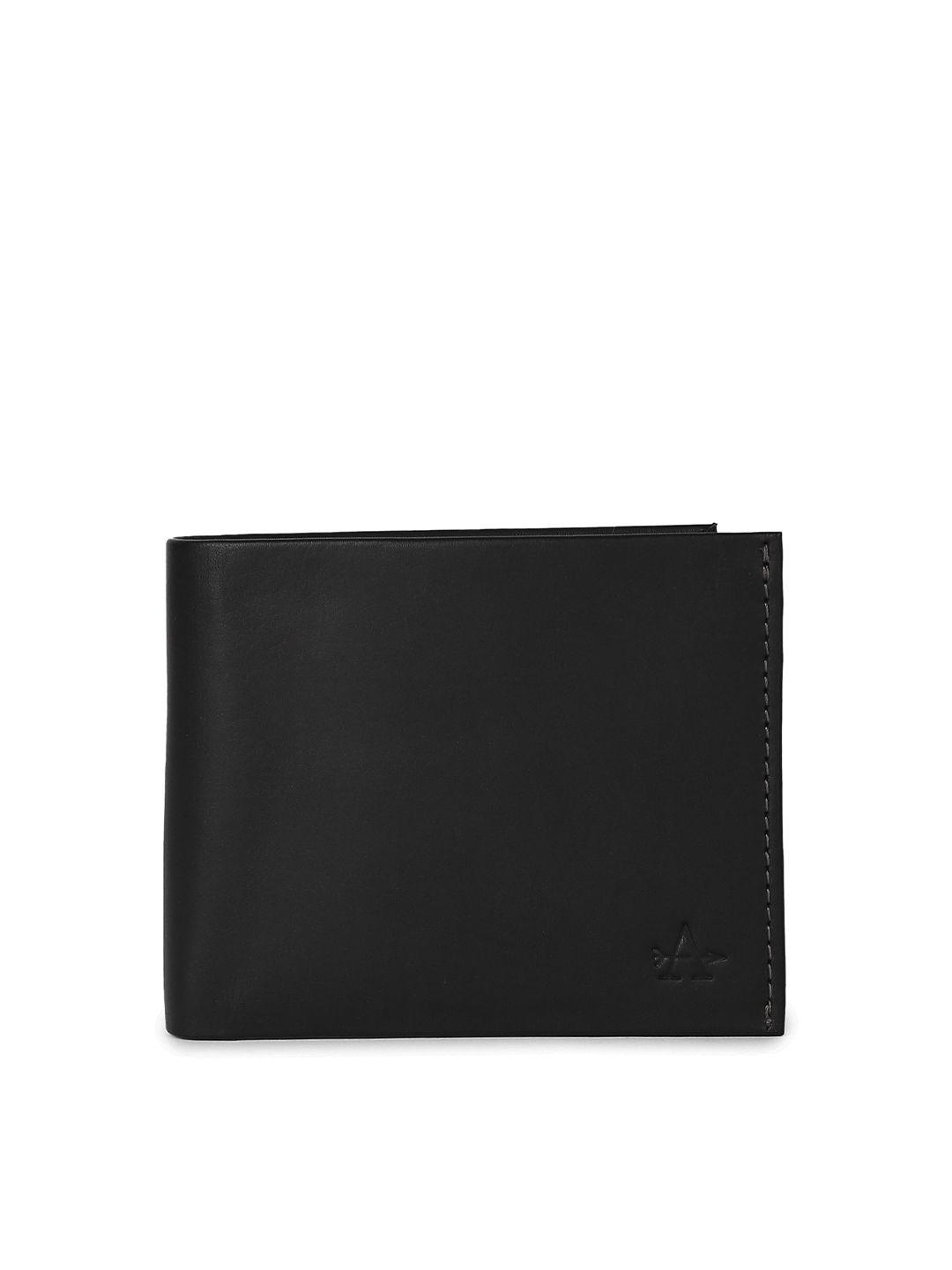 arrow men black leather two fold wallet