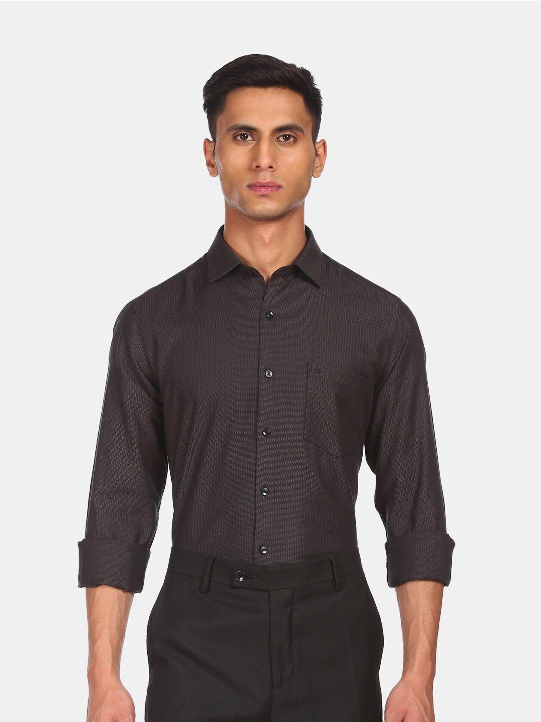 arrow men black slim fit opaque casual shirt
