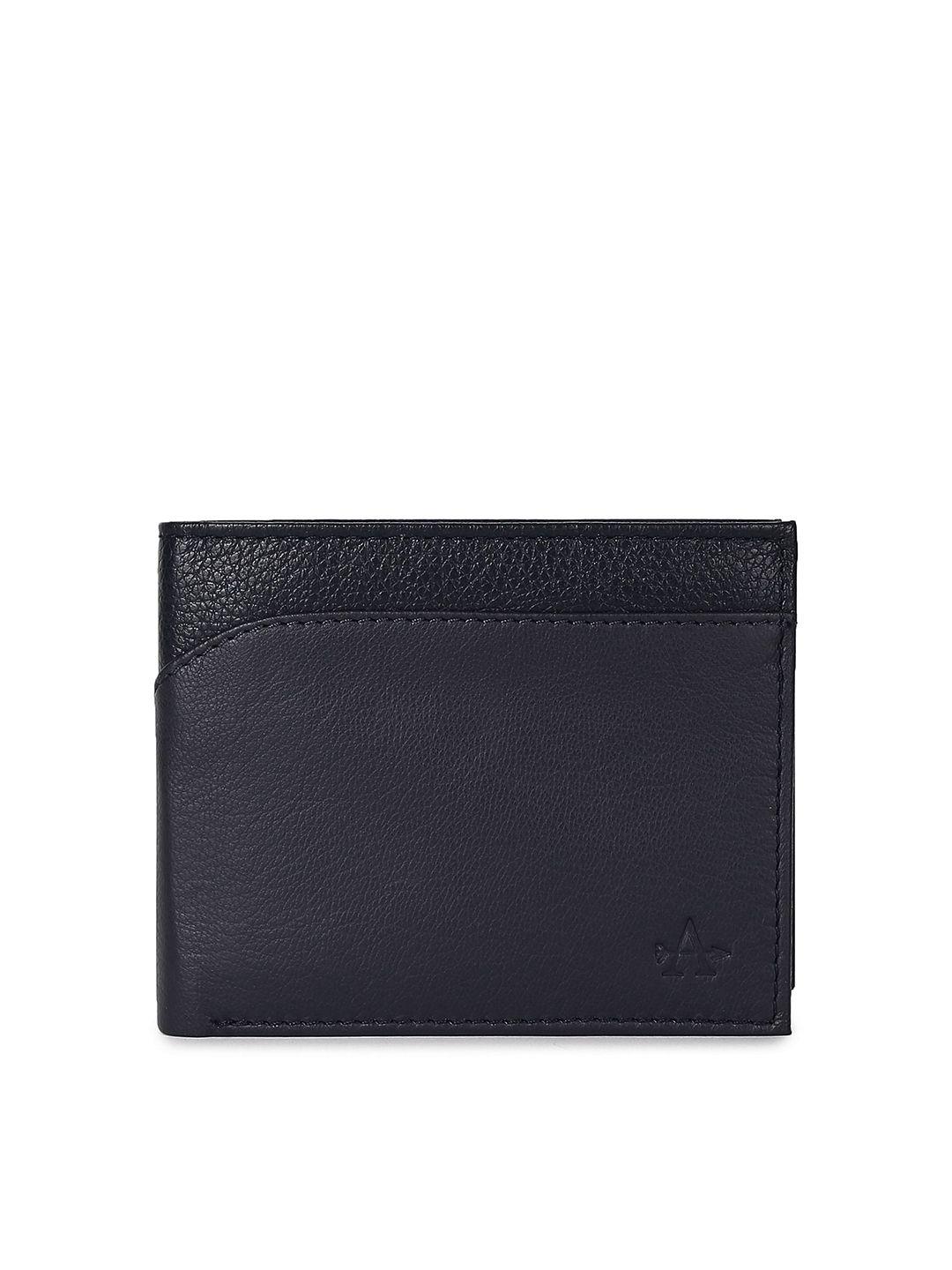 arrow men blue leather two fold wallet