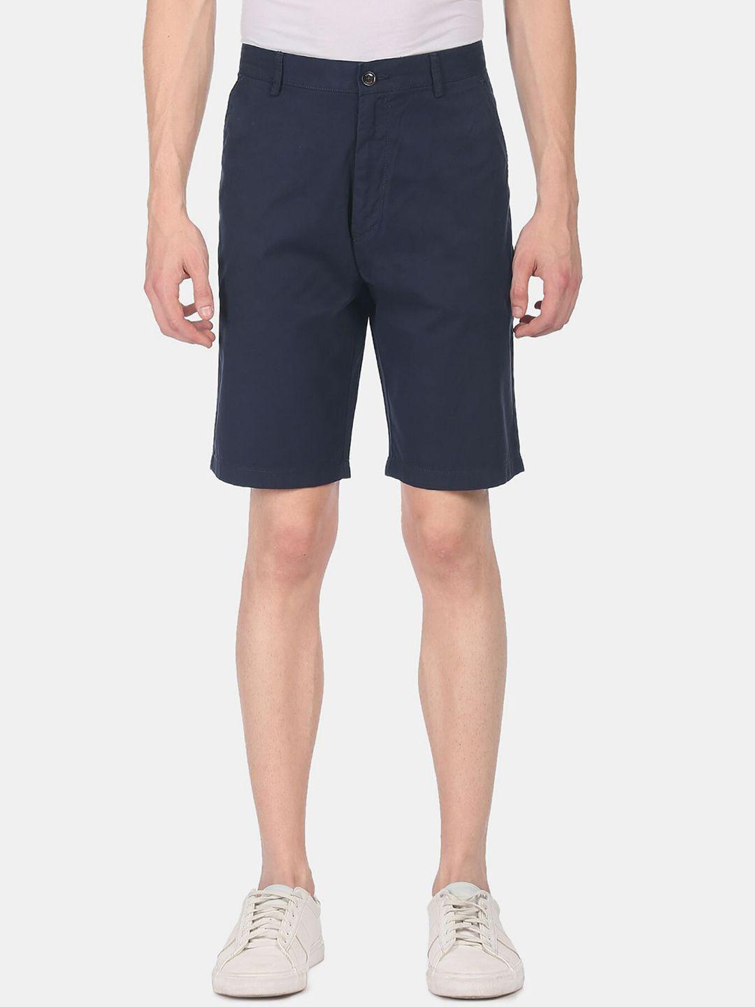 arrow men blue solid cotton shorts