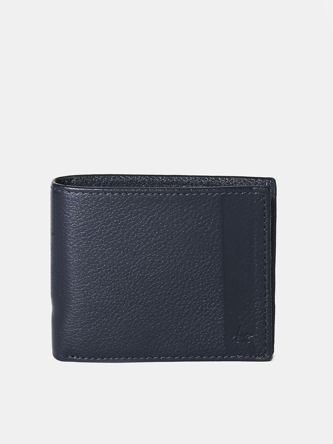 arrow men blue textured leather two fold wallet